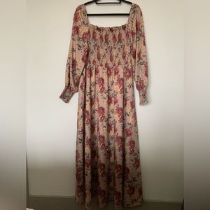 Shein Long Sleeve Floral Cottage Core Maxi Dress Size XL